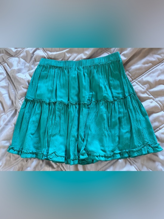 Lyaner Dresses & Skirts - Women's Teal Tiered Skater Mini Skirt
